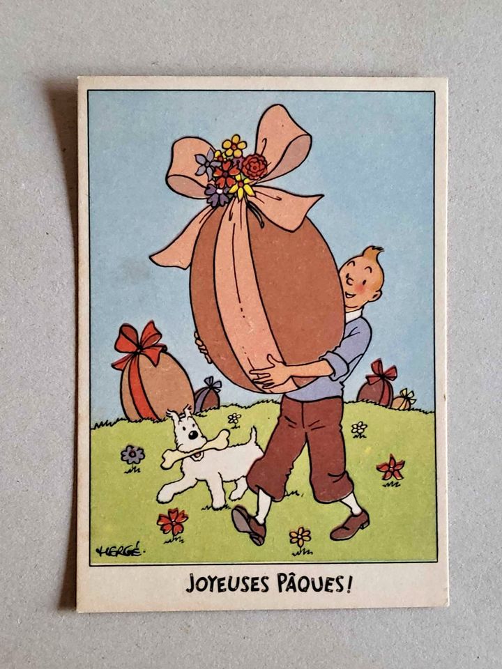 Tintin porte un gros œuf de Pâques Tintin porte un gros œuf de Pâques