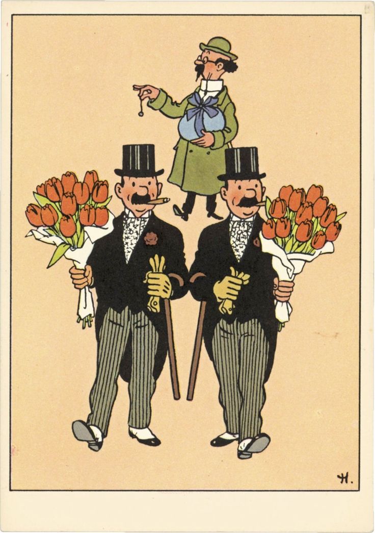 Dupont(d) avec un bouquet de fleurs Dupont(d) avec un bouquet de fleurs