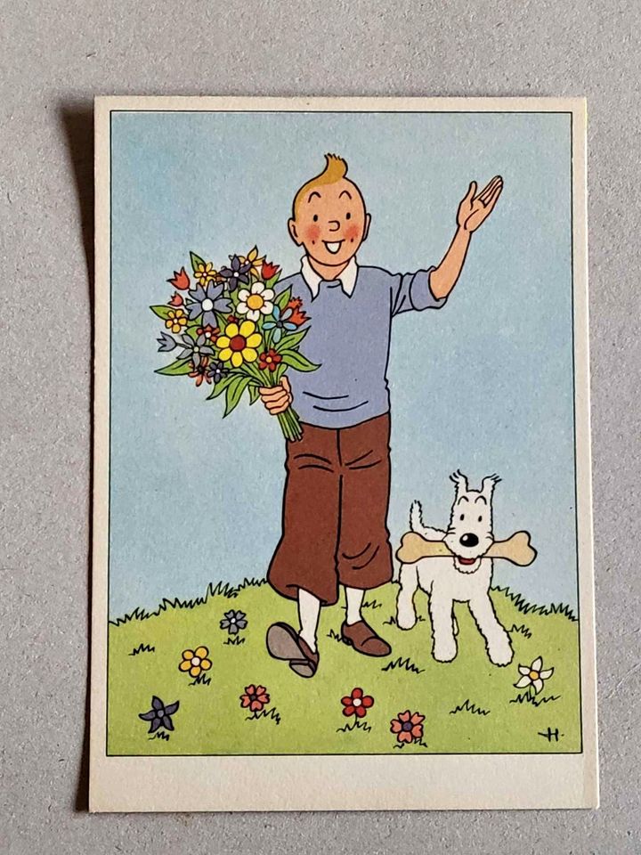Tintin avec un bouquet de fleurs Tintin avec un bouquet de fleurs