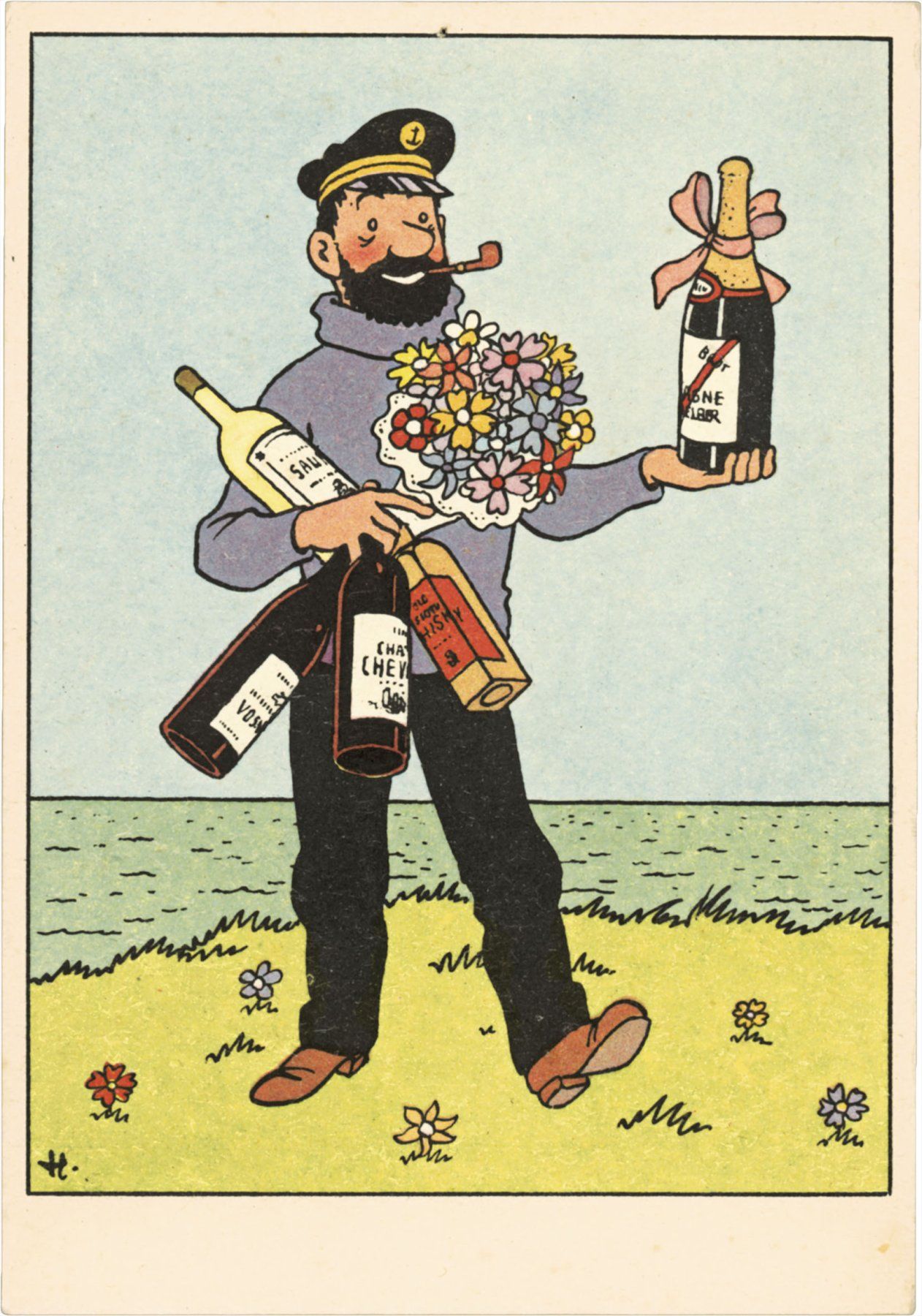 Haddock porte un bouquet de fleurs Haddock porte un bouquet de fleurs